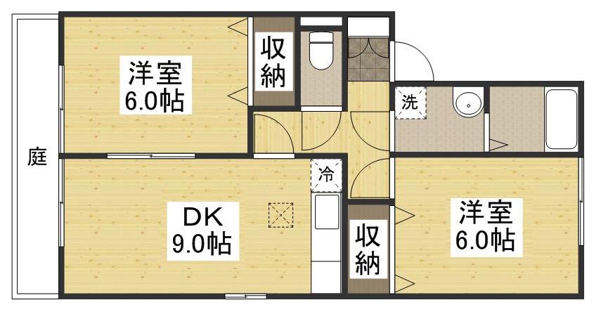 リヴェールアン(2DK/1階)の間取り写真