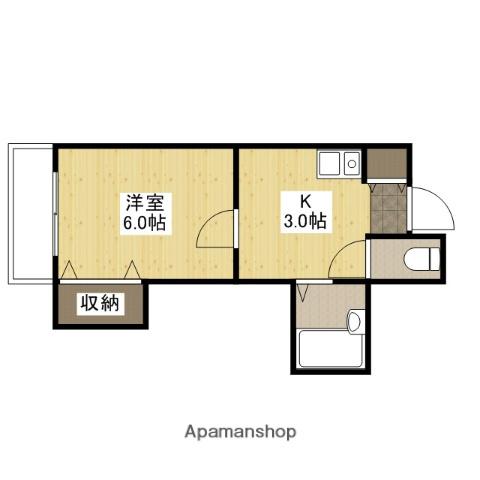 タウン己斐西(1K/2階)の間取り写真
