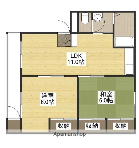 CALM五日市三宅(2LDK/4階)の間取り写真