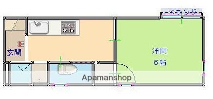 SNビル(1K/2階)の間取り写真