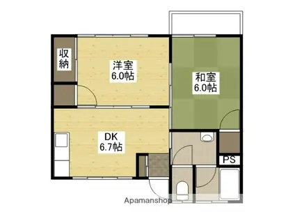 三宅第5アパート(2DK/2階)の間取り写真