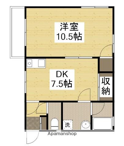 イーストハウス(1DK/4階)の間取り写真
