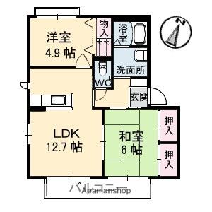 ILEXHEIM U棟(2LDK/2階)の間取り写真