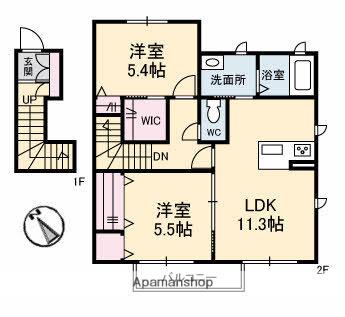 ボナールS Ⅲ棟(2LDK/2階)の間取り写真