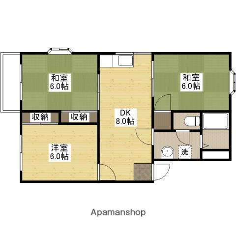 エルディムウエダB(3DK/2階)の間取り写真