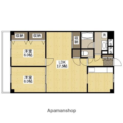 ビアビアンカマツヲ(2LDK/6階)の間取り写真
