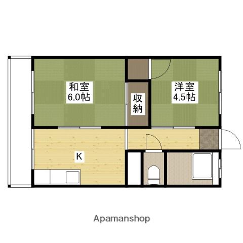 新原第2マンション(2K/3階)の間取り写真