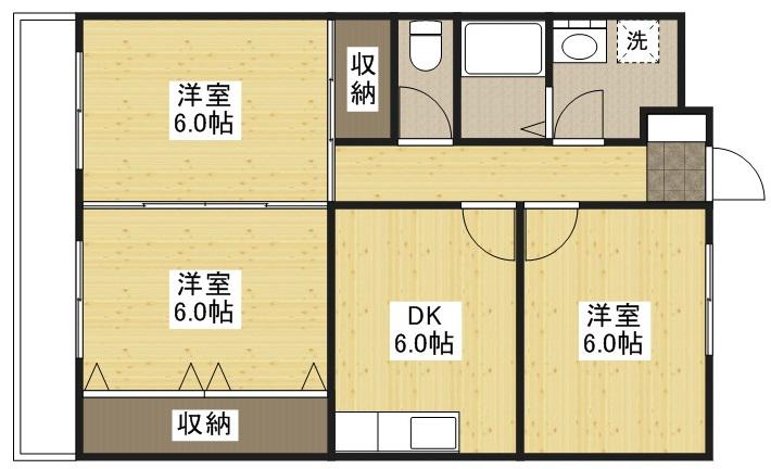 ニューマリッチフジモト(3DK/1階)の間取り写真