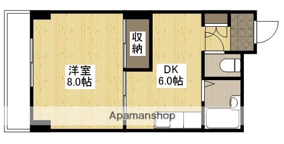 コーポ西翠(1DK/6階)の間取り写真