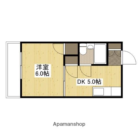 コテージミタキ(1DK/3階)の間取り写真