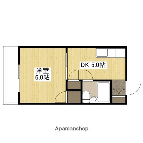 コテージミタキ(1DK/1階)の間取り写真