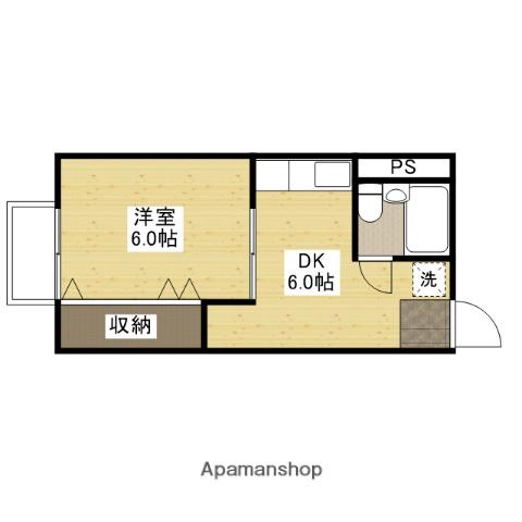 シティハイツ石本(1DK/2階)の間取り写真