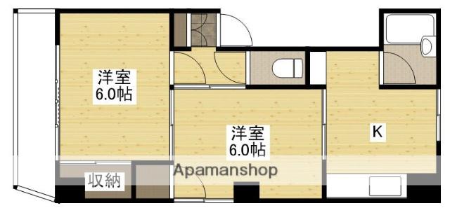 下田ビル(2K/3階)の間取り写真