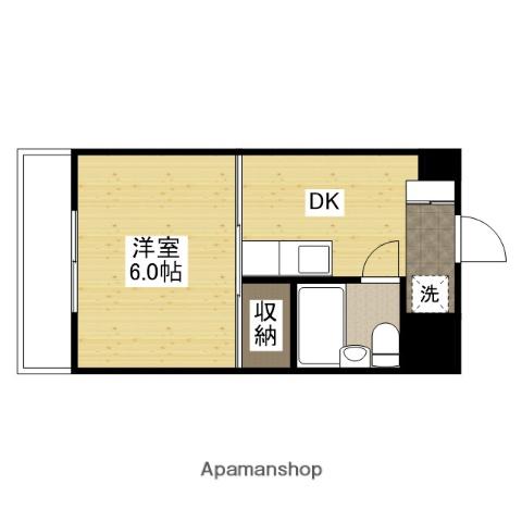 第2山中ビル(1DK/2階)の間取り写真