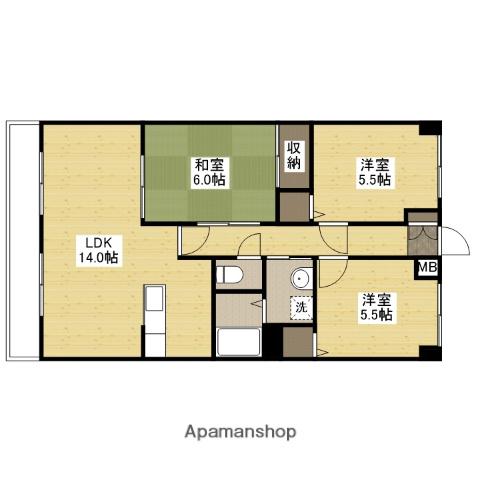 パークヒルズ天水(3LDK/2階)の間取り写真