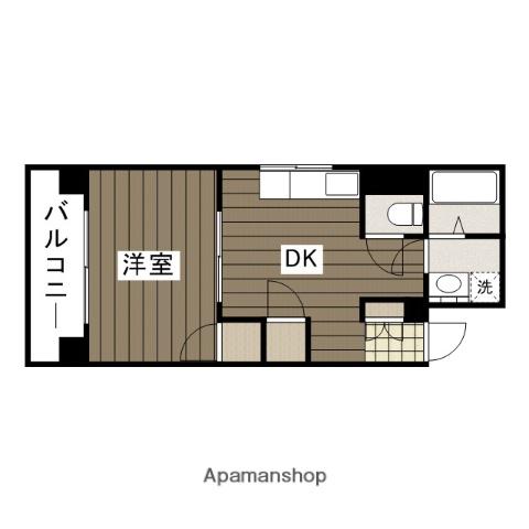 ジューケン霞ビル(1DK/4階)の間取り写真