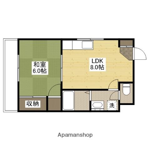 谷本レジデンス(1LDK/2階)の間取り写真