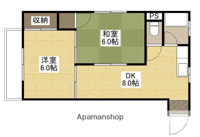 竹本ビル(2DK/2階)の間取り写真