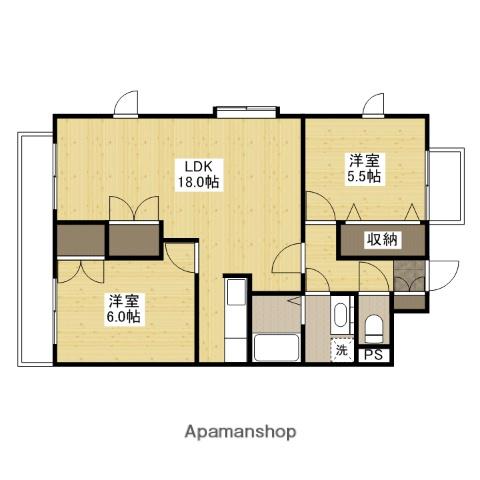 コルティーレ城山(2LDK/2階)の間取り写真