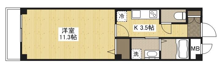 アーバニティあおい祇園(1K/1階)の間取り写真