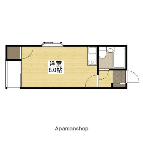 グリーン春(ワンルーム/2階)の間取り写真