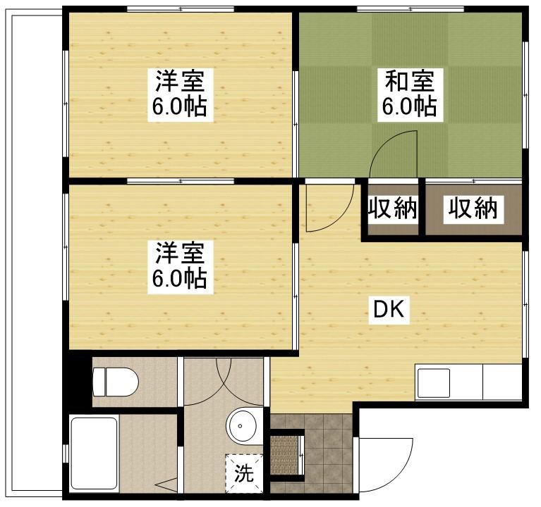 サコマンション(3DK/3階)の間取り写真