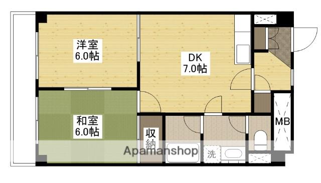 東宝牛田ビル(2DK/4階)の間取り写真