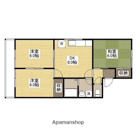 ユア中野Ⅰ(3DK/2階)の間取り写真