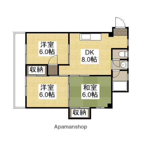 石光ビル(3DK/5階)の間取り写真