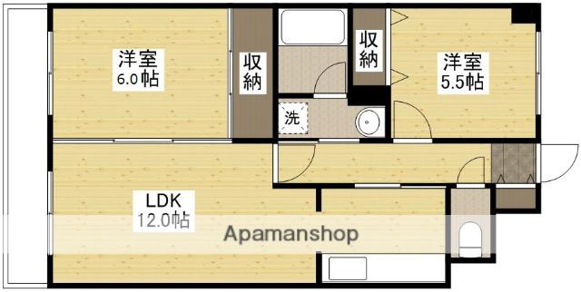 グリーンコート毘沙門(2LDK/3階)の間取り写真