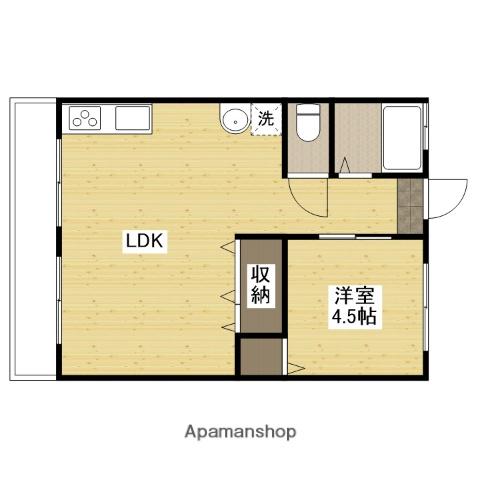 山田ビル(1LDK/4階)の間取り写真