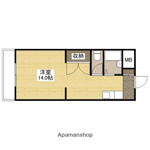 第2コーポ岡山(ワンルーム/1階)の間取り写真