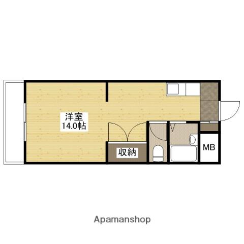 第2コーポ岡山(ワンルーム/2階)の間取り写真