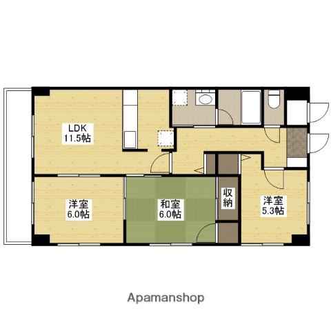 グランカーサ古江(3LDK/5階)の間取り写真