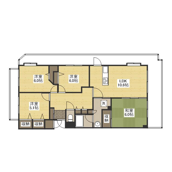 ヴェルディ井口明神公園(4LDK/2階)の間取り写真