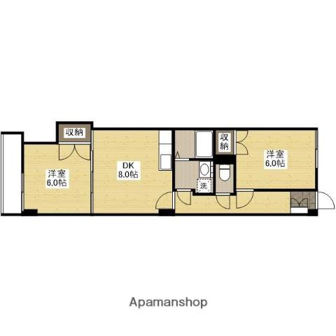 コーポ西旭(2DK/3階)の間取り写真