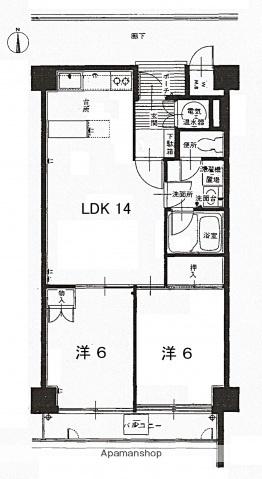 チュリス中町(2LDK/5階)の間取り写真