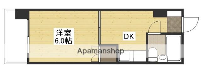第2品川ビル(1DK/4階)の間取り写真
