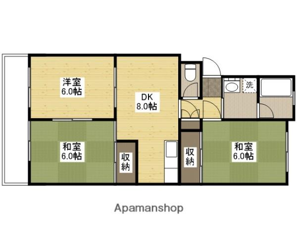ハイネス大芝(3DK/1階)の間取り写真