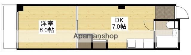 和秀三篠北町ビル(1DK/5階)の間取り写真