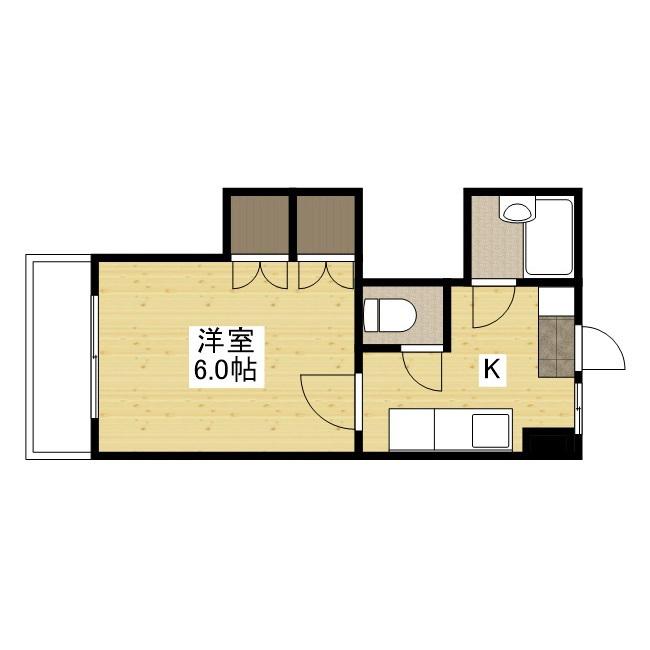 第5シモビル(1K/8階)の間取り写真