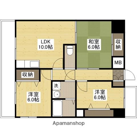 シャンポール(3LDK/6階)の間取り写真