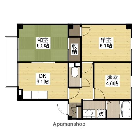 フォブール中原(3DK/2階)の間取り写真