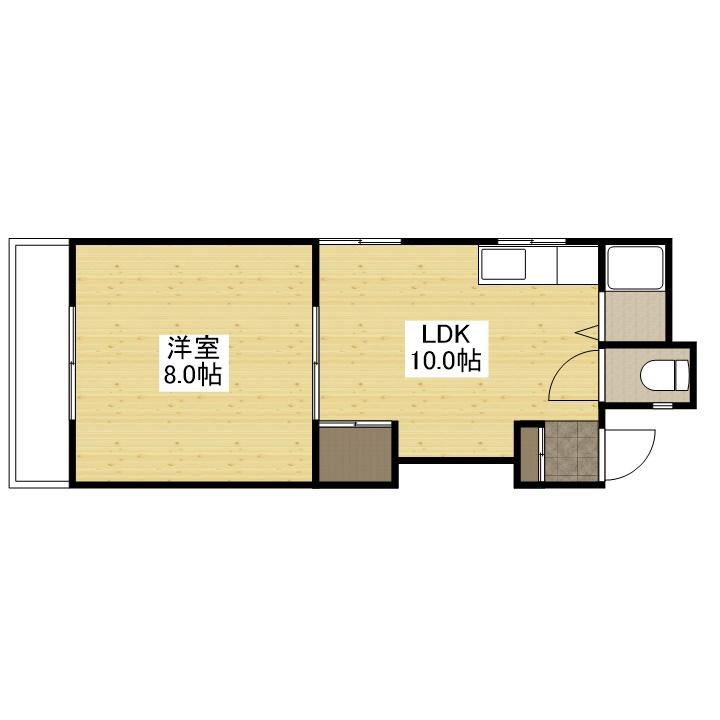 第1田中ビル(1LDK/2階)の間取り写真