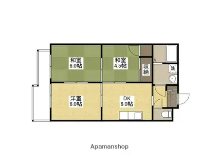 岩田マンション2号棟(3DK/2階)の間取り写真