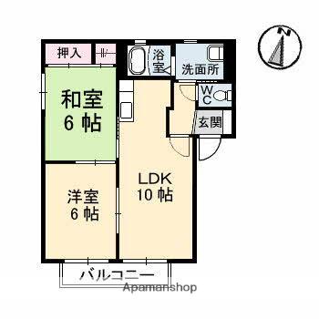 ILEXHEIM B棟(2LDK/2階)の間取り写真