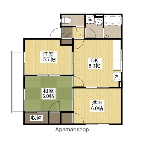 セジュール加美C棟(3DK/2階)の間取り写真