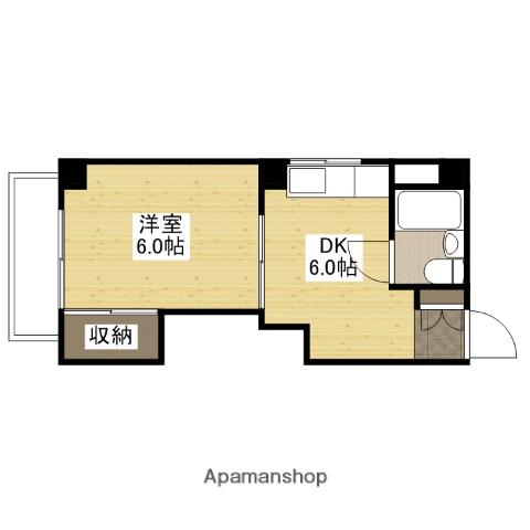 高本ビル(1DK/3階)の間取り写真