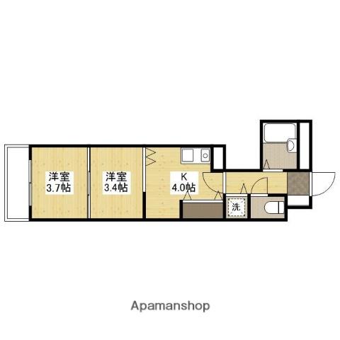 SPLASH ウエスト(2K/4階)の間取り写真