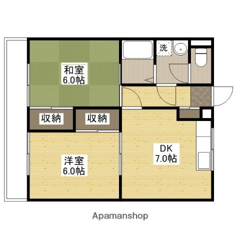 ベルグラン古市2(2DK/2階)の間取り写真